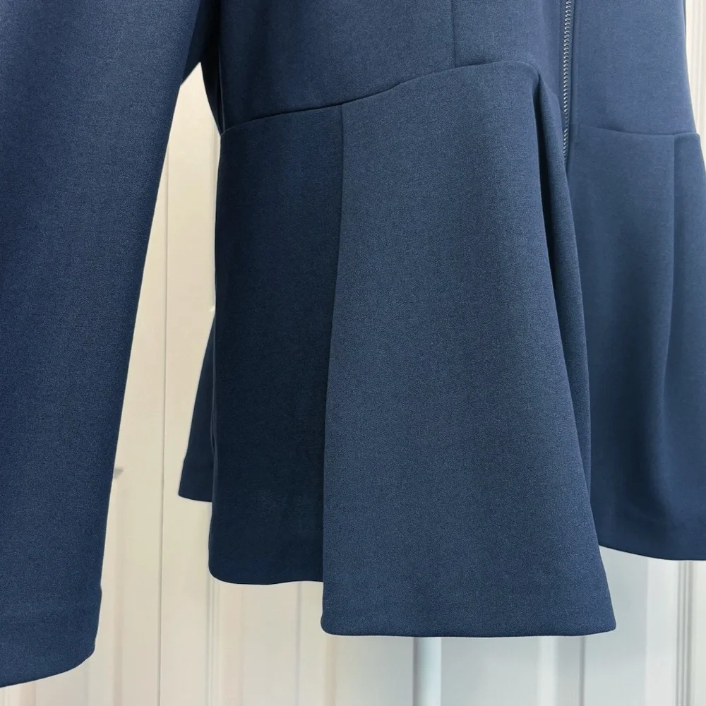 Lane Bryant Navy Blue Long Sleeve Pleated Peplum Waist Zip Jacket 20 - Picture 9 of 16